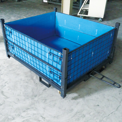 A50: หน่วยเก็บของที่สามารถต้อนและพับได้ สายเหล็ก Mesh Pallet กรงทํางาน bin สาย mesh ถัง pallet