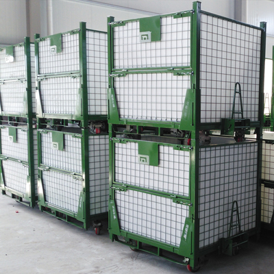 A50: หน่วยเก็บของที่สามารถต้อนและพับได้ สายเหล็ก Mesh Pallet กรงทํางาน bin สาย mesh ถัง pallet