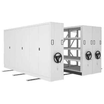 ชั้นวางเคลื่อนที่ไฟฟ้าแบบมือหมุน ชั้นวางแบบกะทัดรัด เคลื่อนย้ายได้ ชั้นวางความหนาแน่นสูง