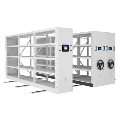 ชั้นวางเคลื่อนที่ไฟฟ้าแบบมือหมุน ชั้นวางแบบกะทัดรัด เคลื่อนย้ายได้ ชั้นวางความหนาแน่นสูง