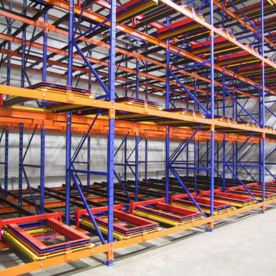 พัเล็ตย้อนหลัง Racking รังเก็บสินค้า Rack ระบบ Rack ย้อนหลัง Push Heavy Duty Racking