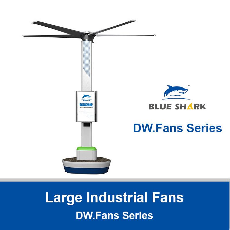 พัดลมยืนอุตสาหกรรมขนาดใหญ่ HVLS ขนาดสูง-ความเร็วต่ําสําหรับโรงงานโรงงานโกดัง